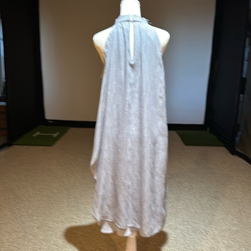 NWT SLNY Halter Neckline Sleeveless Dress In Gray Silver Size 8 - Picture 4 of 11